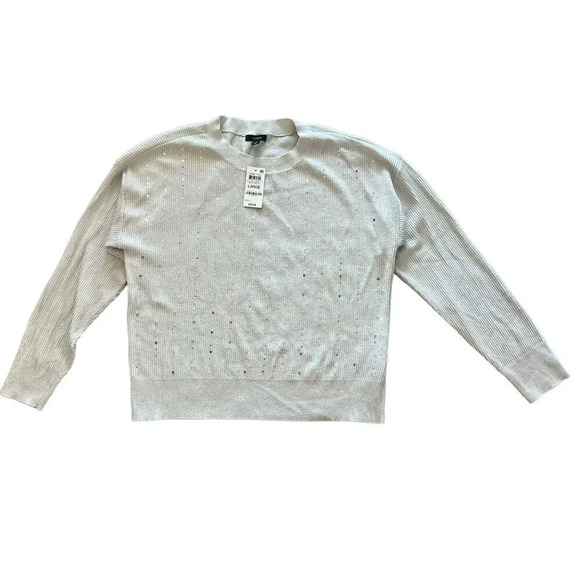 NWT Alfani Women’s Large Sequin Embellished Crewneck Long Sleeve Sweater - Picture 1 of 6